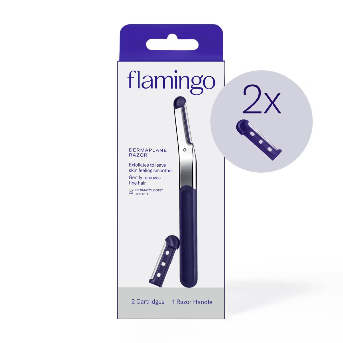 Flamingo Dermaplane Razor - Reusable Facial Razor - 1 Razor Handle - 2 Refill Cartridges | Target
