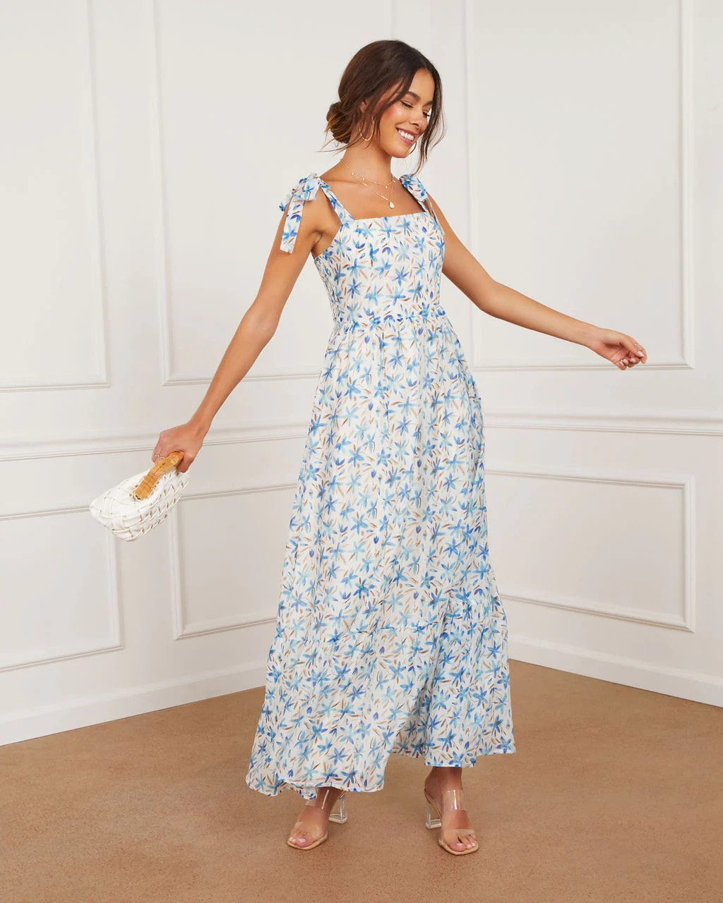 Antonia Printed Tie Shoulder Maxi Dress | VICI