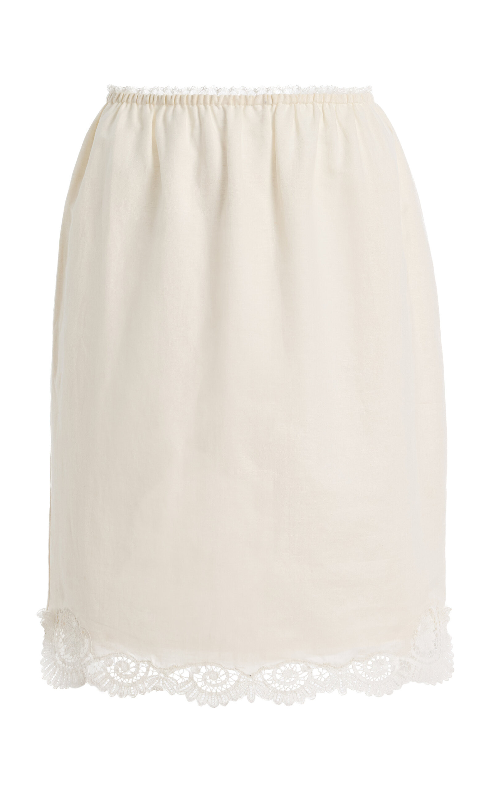 Posse Darya Lace-Trimmed Linen-Cotton Midi Skirt - Moda Operandi | Moda Operandi (Global)