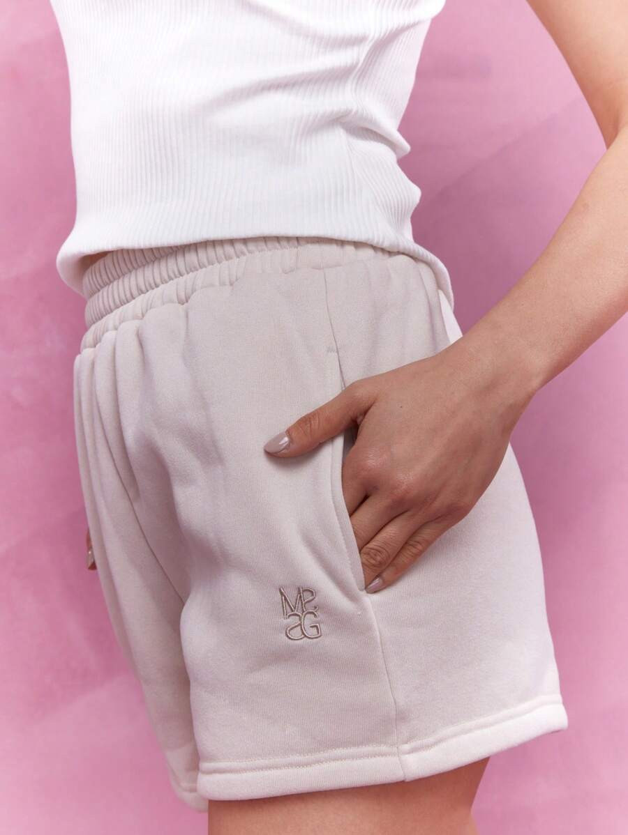 MISSGUIDED Embroidered Logo Sweat Shorts | SHEIN