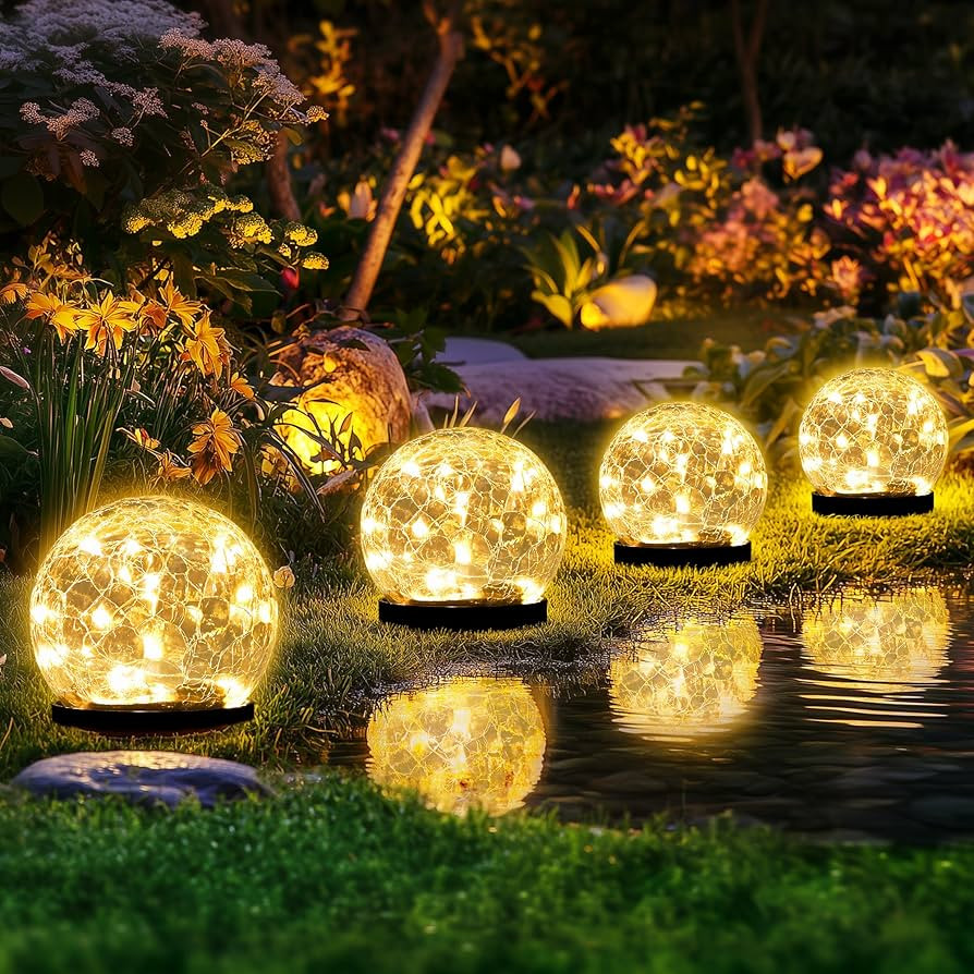 Solar Lights Outdoor for Yard Patio Porch, Garden Decor Birthday Gifts for Mom Women, Solar Globe... | Amazon (US)