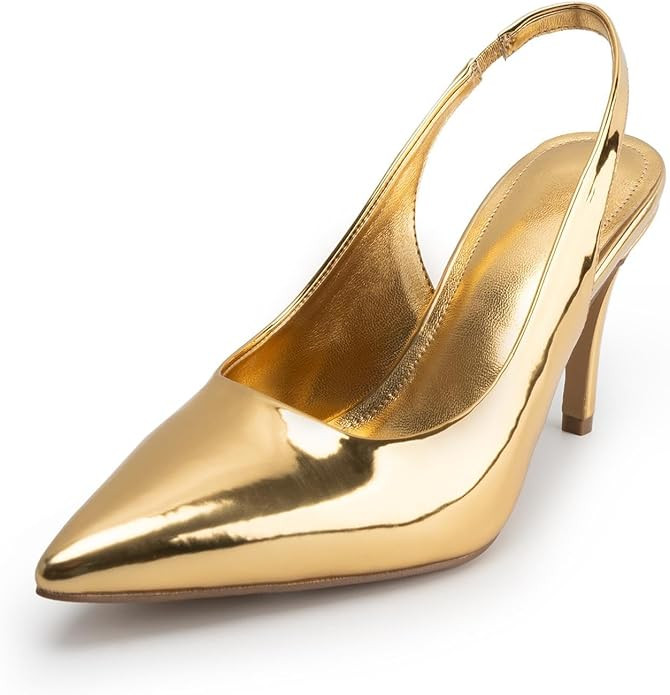 KaroNairy Stiletto Heels for Women Pointed Toe Slingback Heels Closed Toe mid Heel Wedding Dress ... | Amazon (US)