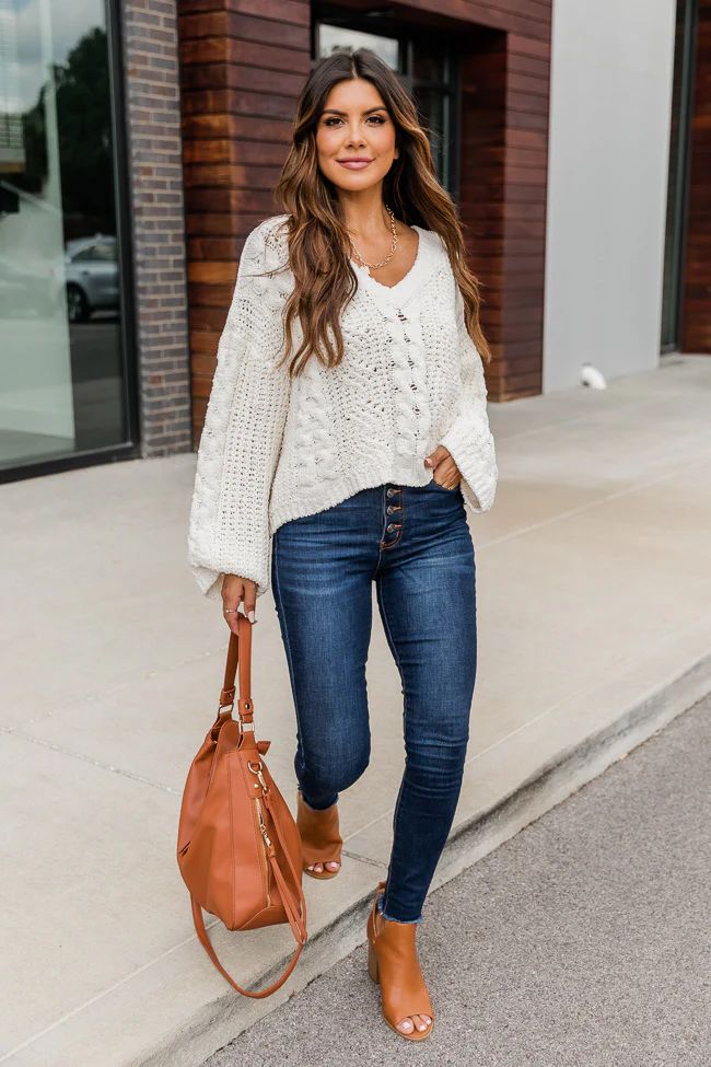 Spend The Night Cream Chenille Cable Knit Sweater FINAL SALE | The Pink Lily Boutique