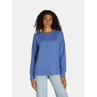 Time and Tru Women's Crewneck Sweatshirt with High-Low Hem, Sizes XS -4X | Walmart (US)