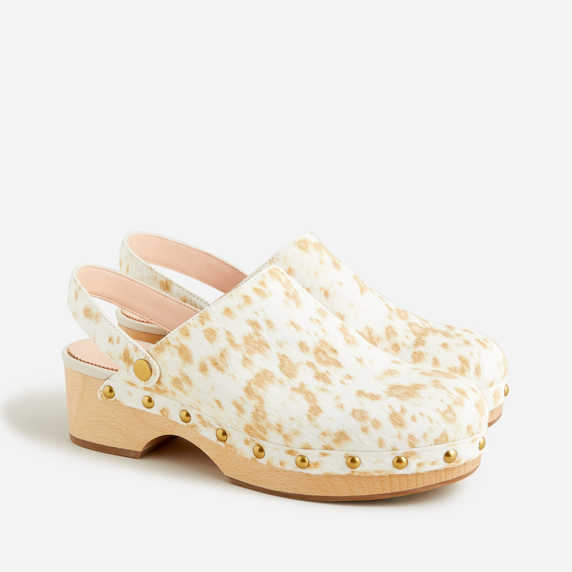 Calf hair convertible-strap leather clogs | J. Crew US