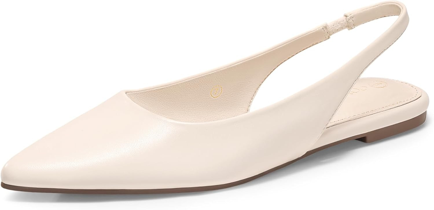 Coutgo Womens Slingback Flats Pointed Closed Toe Slip On Ballet Dress Shoes | Amazon (US)