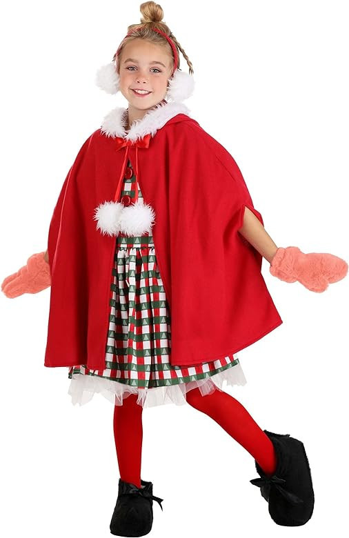 Dr. Seuss The Grinch Cindy Lou Who Christmas Costume for Girls, Plaid Holiday Dress & Skirt with ... | Amazon (US)