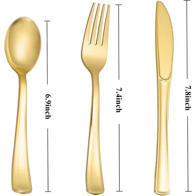 500PCS Gold Plastic Silverware Knives Disposable Heavy Duty Gold Cutlery | Wayfair Professional