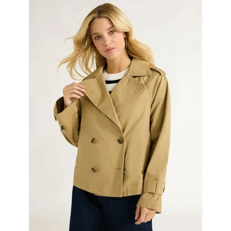 Free Assembly Women's Cropped Trench Coat, Sizes XS-XXL | Walmart (US)