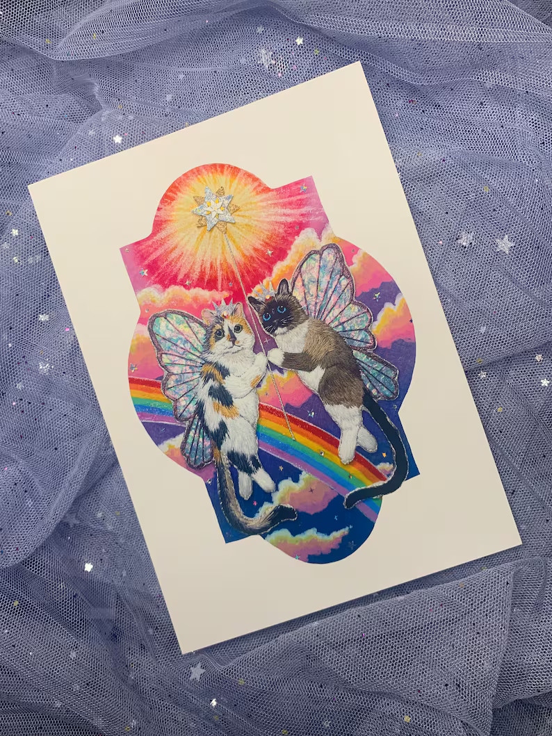 5 X 7 Fairybeam Kitties Print of Hand Embroidered Scene on High Quality Matte Photo Paper - Etsy | Etsy (US)