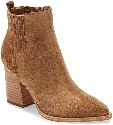 Imily Bela Womens Ankle Boots Pointed Toe Chunky Stacked Mid Heeled Faux Suede Leather Booties | Amazon (US)
