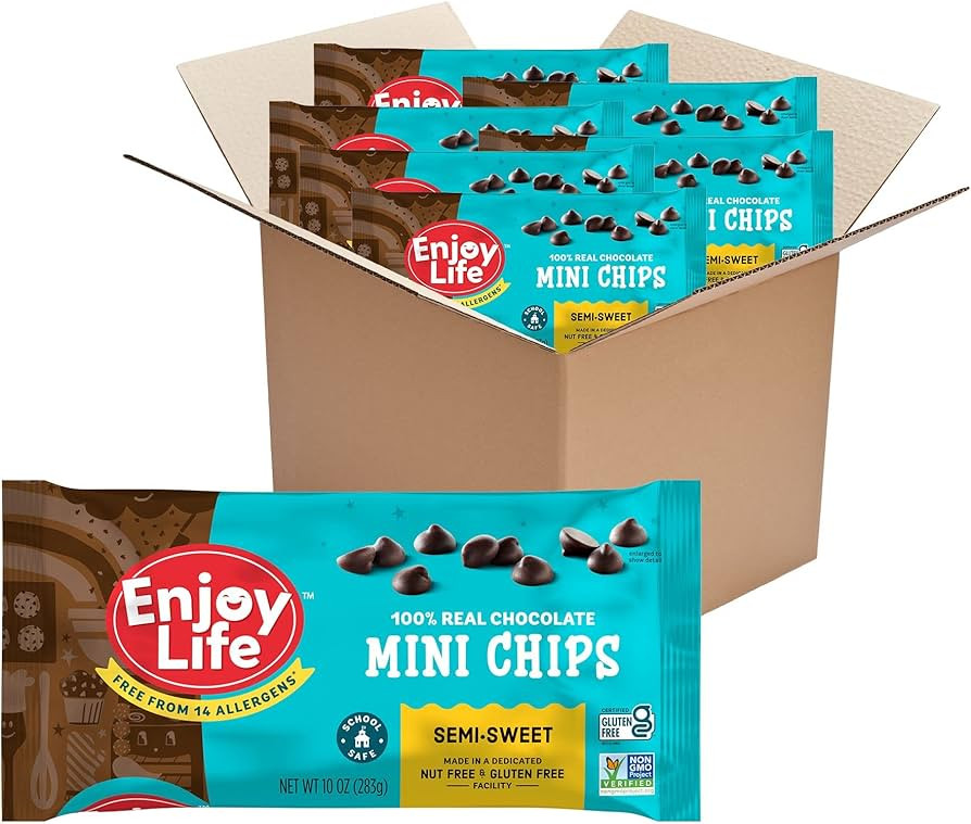 Enjoy Life Semi-Sweet Mini Chocolate Chips, Baking Chocolate Chips Bundle, Vegan, Dairy Free, Glu... | Amazon (US)