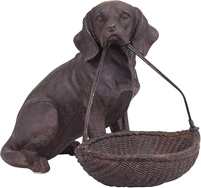 Creative Co-Op Resin Sitting Dog Holding Basket Figurine, Brown 8.25 x 7 | Amazon (US)