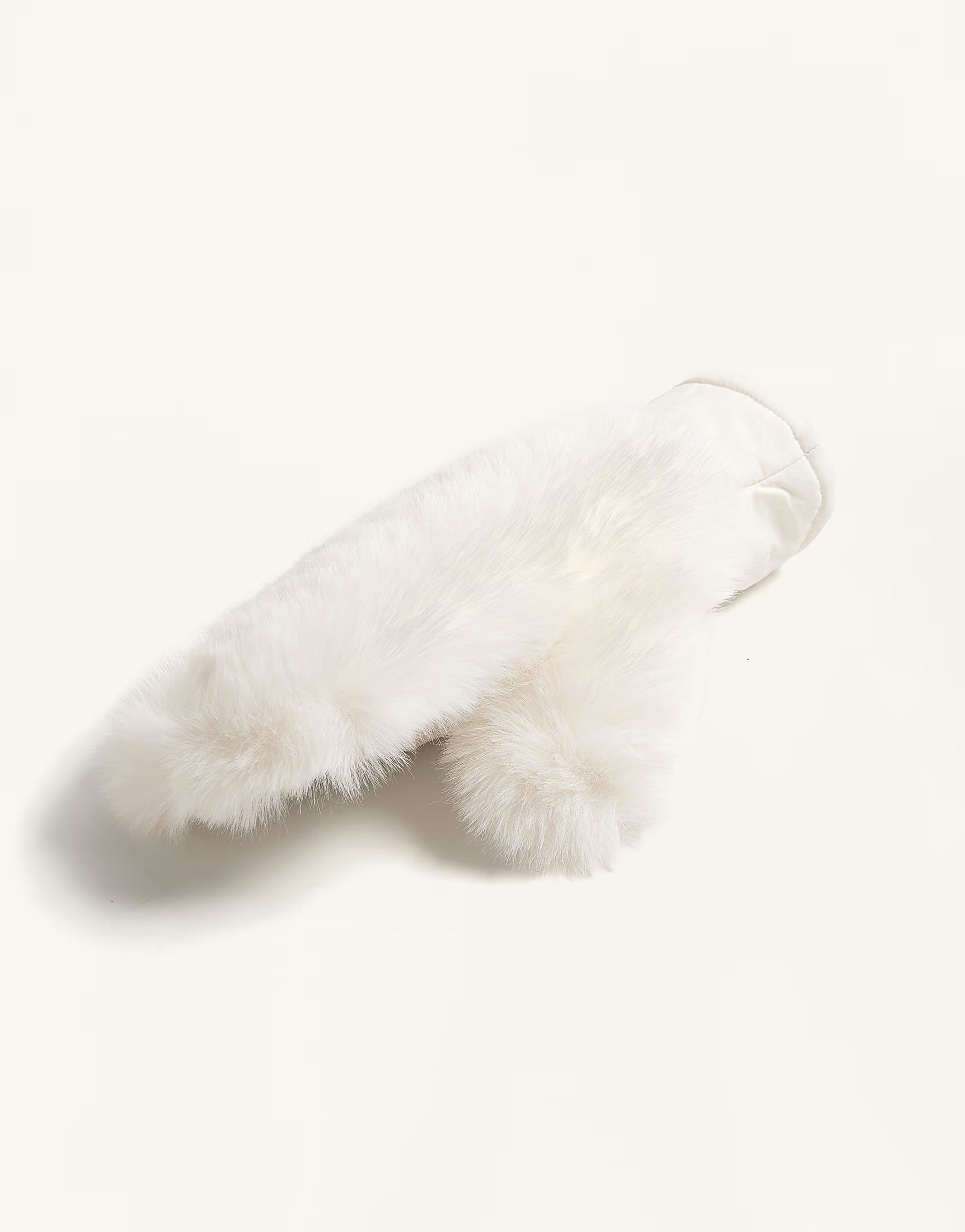 OYSHO Faux fur mittens with drawcord in ecru | ASOS (Global)