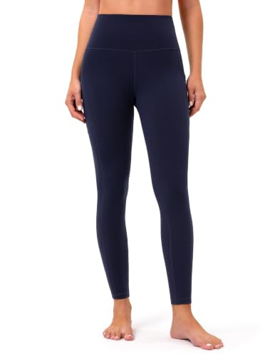 Colorfulkoala Women's High Waisted Tummy Control Workout Leggings 7/8 Length Yoga Pants with Pockets (S, Navy) | Amazon (US)