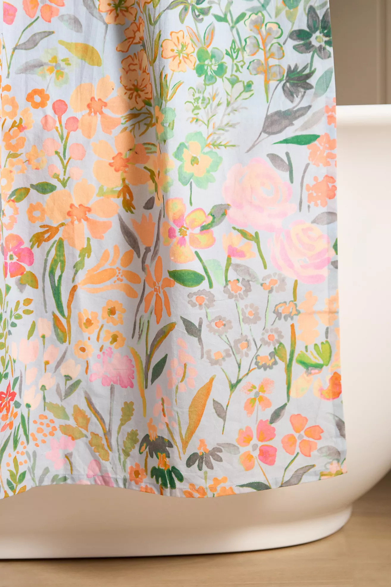 Lillian Bow-Printed Cotton Percale Shower Curtain | Anthropologie (US)