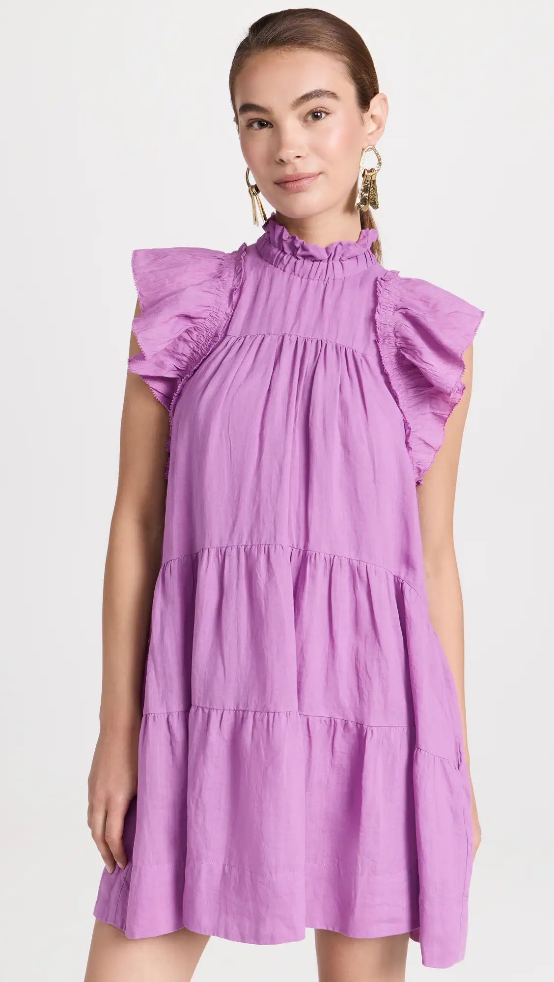 Sea Micah Solid Ramie Flutter Sleeve Dress | Shopbop | Shopbop