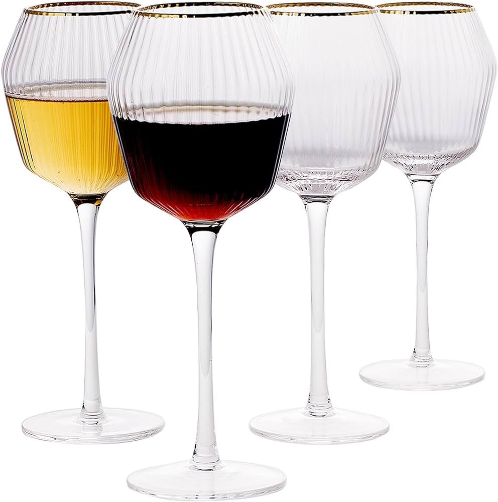 Lysenn Nick and Nora Glasses Set of 4 – Vintage Coupe Cocktail Glasses with Unique Interior Rid... | Amazon (US)