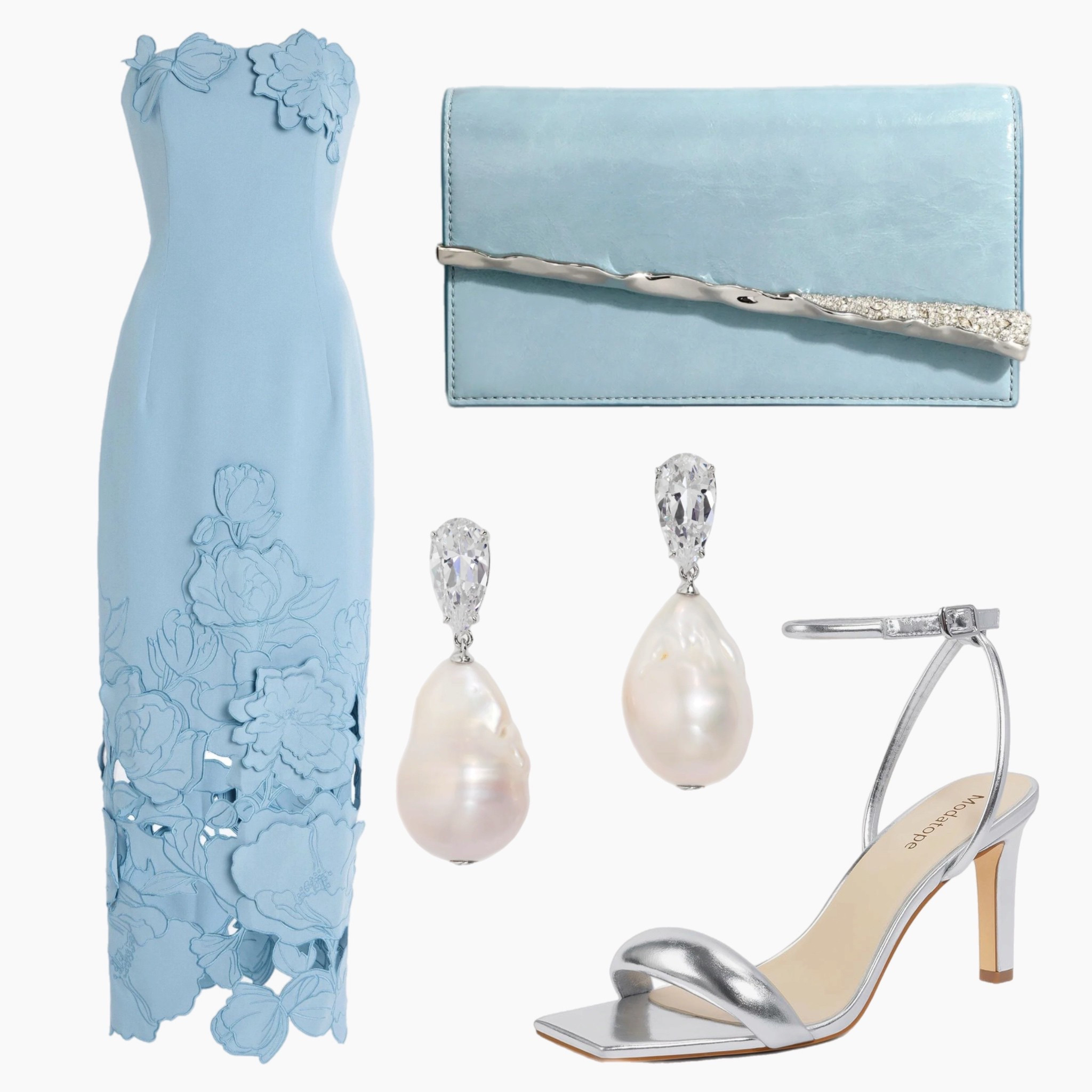 Soft, romantic, and effortlessly elegant 💙
This powder blue floral applique midi is perfect for a summer wedding or bridal shower. Paired with sculptural pearl earrings, sleek silver heels, and a modern clutch for that dreamy, polished finish.

#WeddingGuestStyle #SomethingBlue #SummerElegance #PastelPerfection #LTKUnderTheSun #StyledByMar

#LTKStyleTip #LTKShoeCrush #LTKItBag