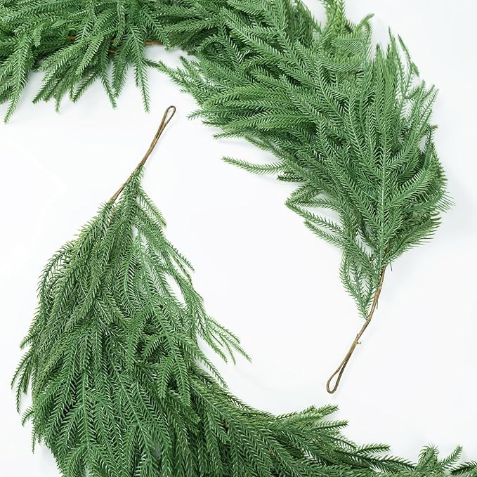 5FT Bendable Christmas Garlands Norfolk Pine Garland Real Touch, Artificial Greenery Garland for ... | Amazon (US)