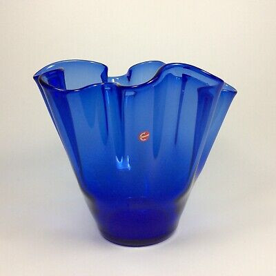Tulip Vase Glas blau Handkerchief Wellenrand ai Anker / Ancher Iversen 20 cm  | eBay.de | eBay DE