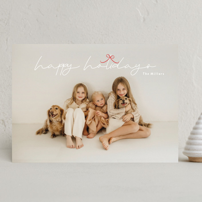 "little cute bow" - Customizable Holiday Photo Cards in Red by Phrosné Barwood. | Minted