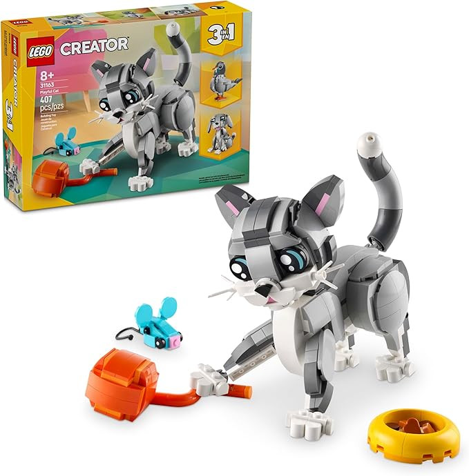 LEGO Creator 3 in 1 Playful Cat Toy - Building Toy with 3 Building Options, Cat, Dog, or Pigeon -... | Amazon (US)