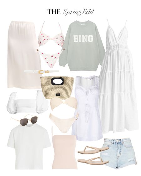The spring edit 🌷 little white dresses, bikinis, sandals, shorts and more warm weather finds