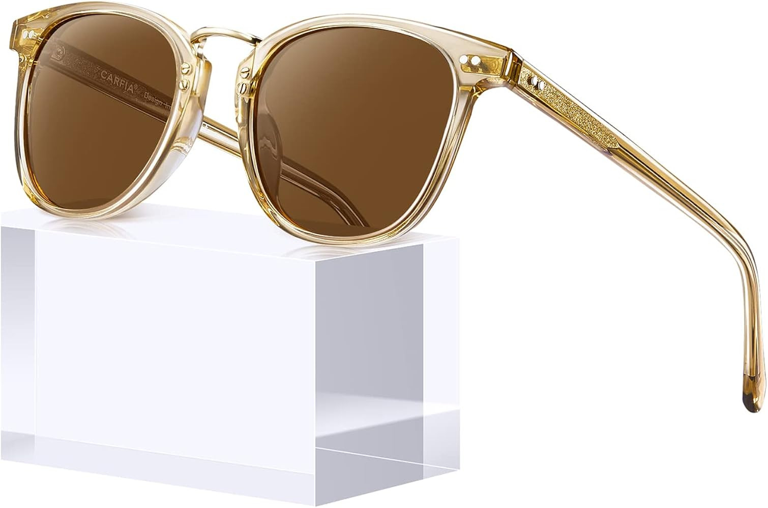 CARFIA Round Acetate Small Face Polarized Sunglasses for Women Fashion Retro Metal Bridge Shades ... | Amazon (US)