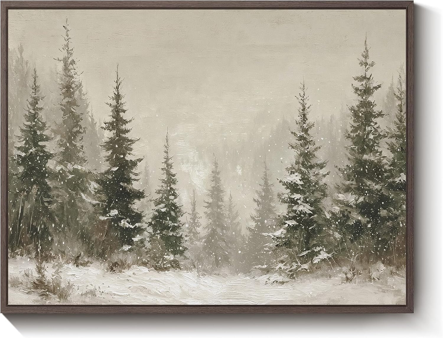 Vewall Framed Christmas Wall Art, Snowy Pine Forest Winter Landscape, 12x16 | Amazon (US)