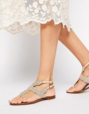 Dune Karper Embellished Flat Sandals - Nude | ASOS US