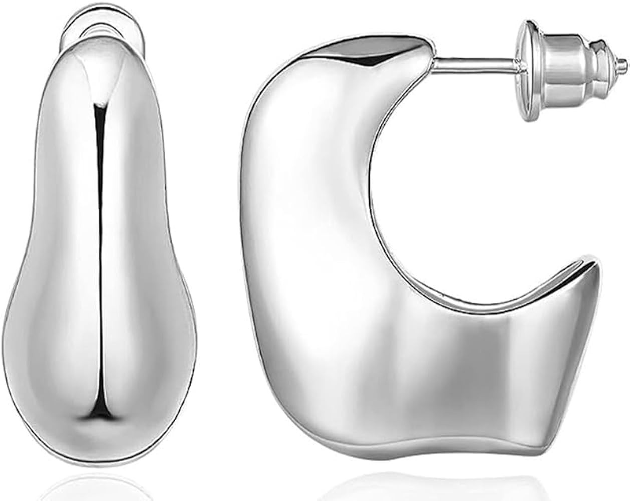 14K Gold Plated Chunky Hoop Earrings for Women Lightweight Hollow Geometry Teardrop Earrings Hypo... | Amazon (US)