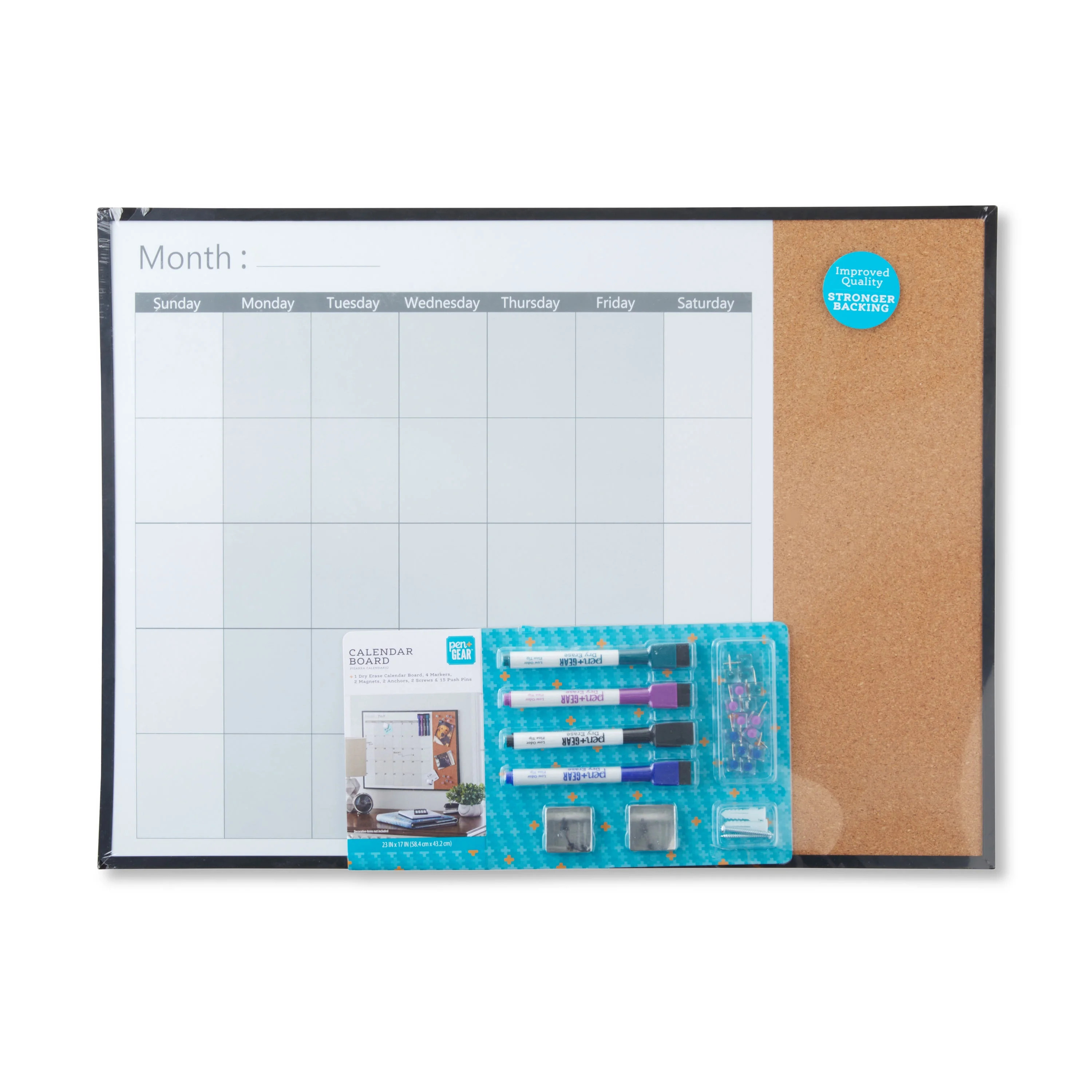 Pen+Gear Magnetic Dry Erase Combination Monthly Calendar Board, 17" x 23" - Walmart.com | Walmart (US)