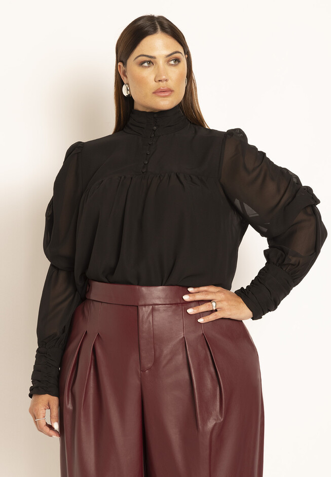 Romantic Puff Sleeve Printed Blouse | Eloquii