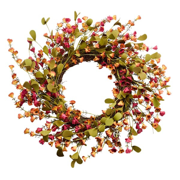 Red Floral Wreath, 22" | At Home