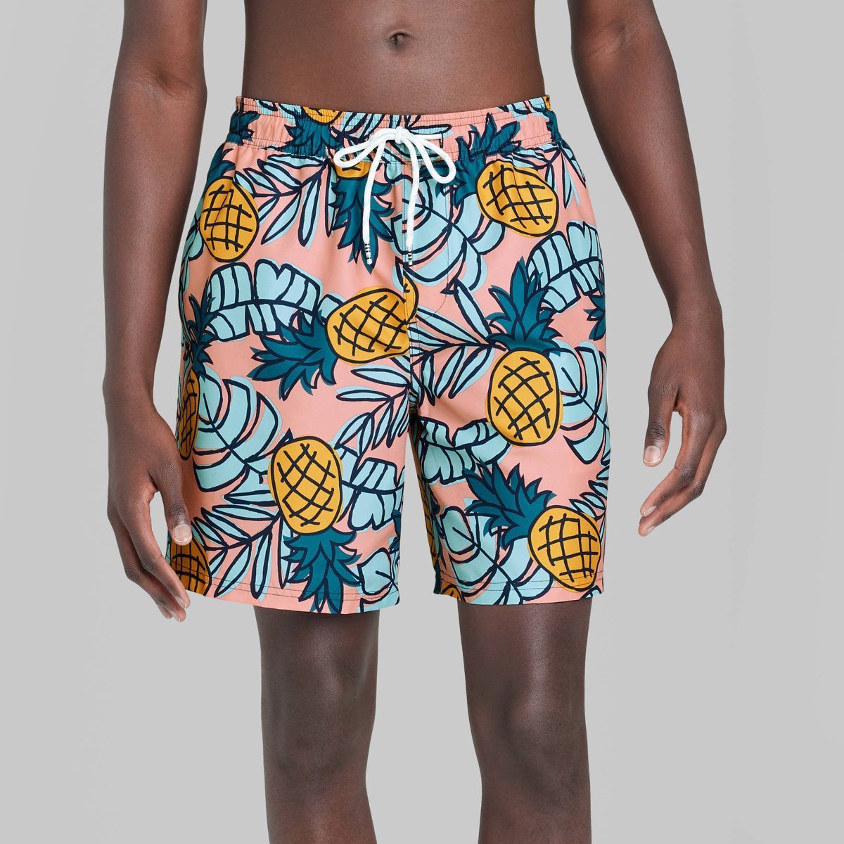 Men's 7" Elastic Waist Fruit Punch Swim Shorts - Original Use™ Coral Pink | Target