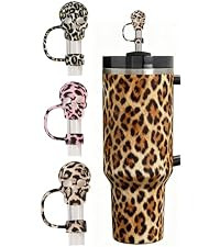 10mm Leopard Straw Cover for Stanley 40oz & 30oz Tumbler, Amreich Straw Toppers Heart Straws Cove... | Amazon (US)