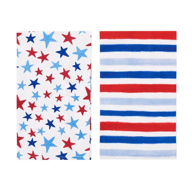 C&F Home Watercolor Stars & Stripes 4th of July Kitchen Towel Set of 2 | Target