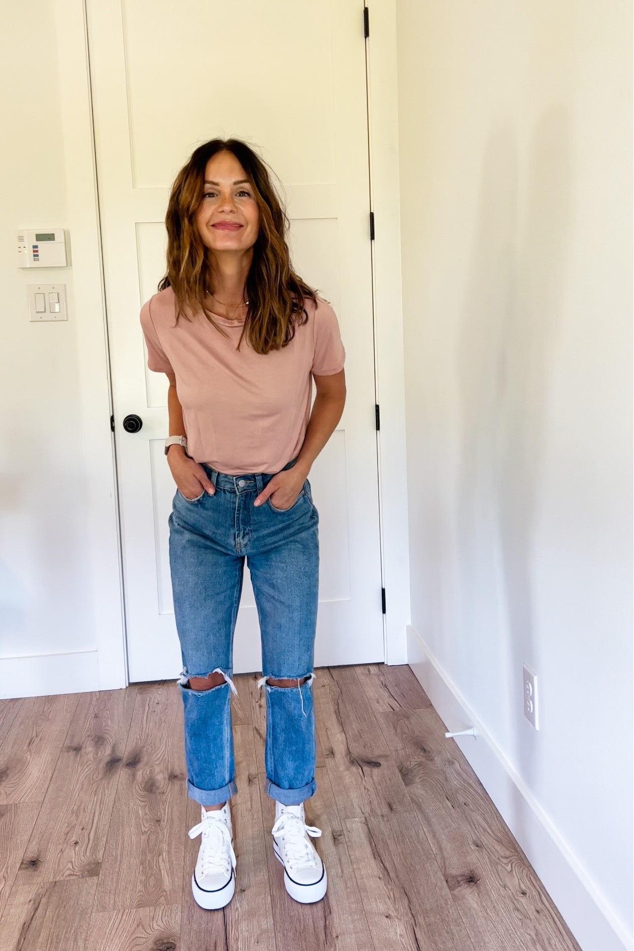 This soft and comfy T-Shirt bodysuit is a neutral staple in my wardrobe. My most worn jeans. They run big, size down. Shoes TTS


Body suit, mom jeans, platform shoes, Nike Blazers

#LTKunder50 #LTKBacktoSchool #LTKunder100