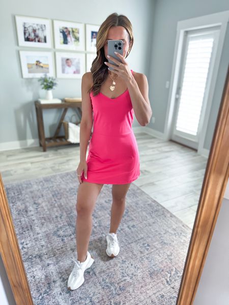 Target exercise dress in XS. Reminds me of the align fabric! Disney outfit. Summer outfit. Athleisure. Theme park outfit. Pickleball dress. Has shorts and pockets underneath. New Balance 327s are an older color and TTS.

#LTKActive #LTKShoeCrush #LTKFitness