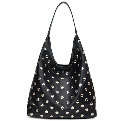 Tote Bag for Women Studded Hobo Bag Soft Vegan Leather Shoulder Handbag Large Slouchy Purses | Amazon (US)
