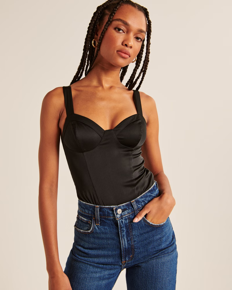 Women's Satin Corset Bodysuit | Women's Tops | Abercrombie.com | Abercrombie & Fitch (US)