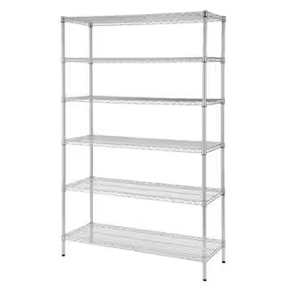 6-Tier Commercial Grade Heavy Duty Steel Wire Shelving Unit in Chrome (48 in. W x 72 in. H x 18 i... | The Home Depot