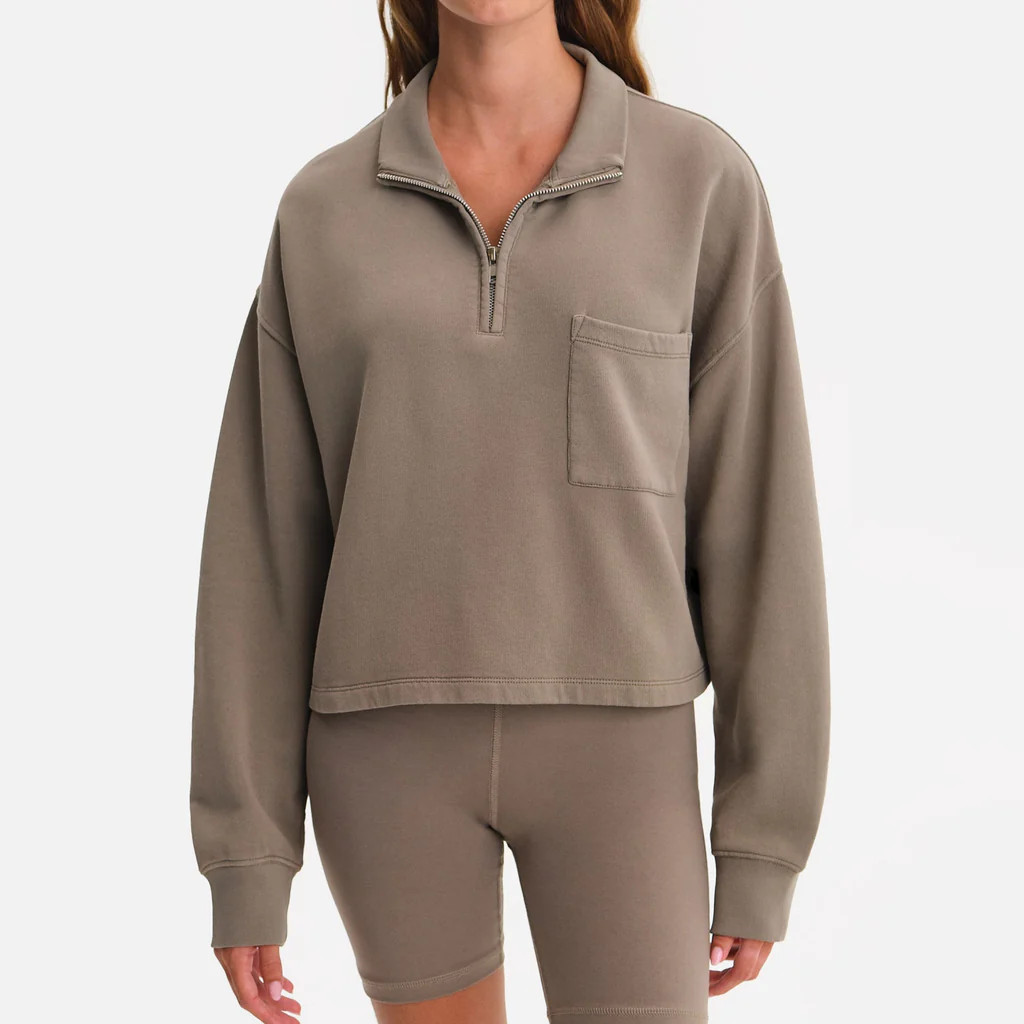 Organic Fleece Cropped Half-Zip Sweatshirt | MATE The Label