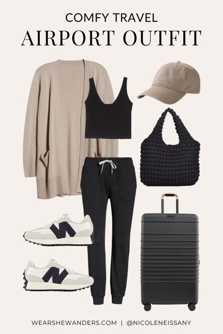 Airport outfit / travel outfit

// comfy travel outfit, comfy airport outfit, casual outfit, errands outfit, athleisure outfit, school outfit, coffee run outfit, brunch outfit, rainy day outfit, lazy day outfit, spring outfit, spring fashion, spring trends, spring 2024 trends, cardigan, sweater cardigan, tank top, cami top, joggers, sweatpants, new balance sneakers, neutral sneakers, sneaker trends, baseball hat, baseball cap, bubble tote bag, travel tote, travel bag, beis carry on suitcase, beis luggage, Amazon, Abercrombie, Revolve, Nordstrom, what to wear to the airport, travel style, travel fashion, neutral outfit, neutral fashion, neutral style, Nicole Neissany, Wear She Wanders, wearshewanders.com (4.4)

#LTKsalealert #LTKtravel #LTKshoecrush #LTKstyletip #LTKitbag #LTKfindsunder100 #LTKfindsunder50