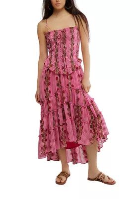 Free People Alejandra Midi Dress, Pink, Medium | Belk