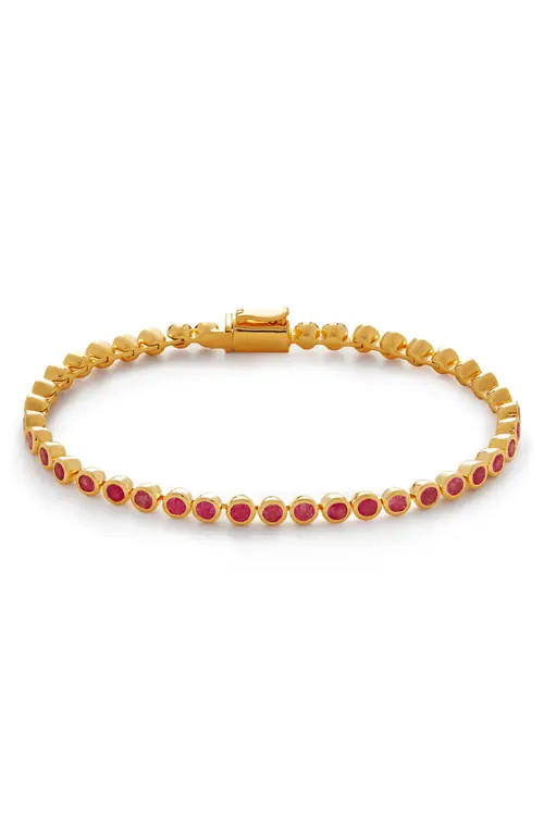Monica Vinader Essential Stone Tennis Bracelet in 18Ct Gold Vermeil/Pink Quartz at Nordstrom, Size Large | Nordstrom