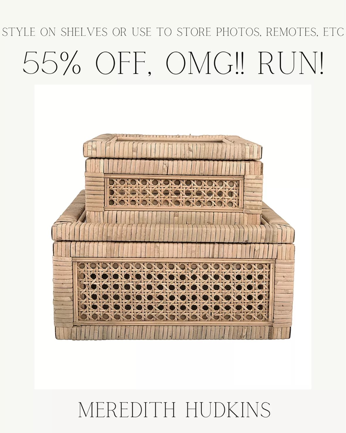 Creative Co-Op Boho Woven Cane and Rattan Display Boxes with Glass