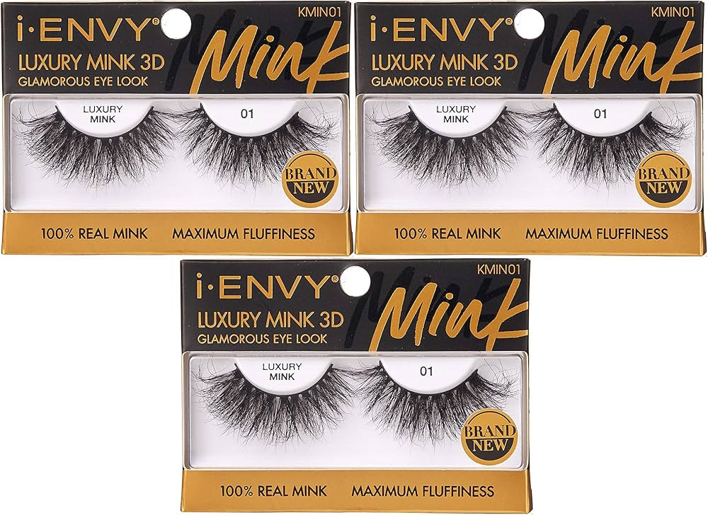 i-ENVY Luxury Mink Collection False Eyelashes 100% Real Mink Glamorous Eye Look Lashes Maximum Fl... | Amazon (US)