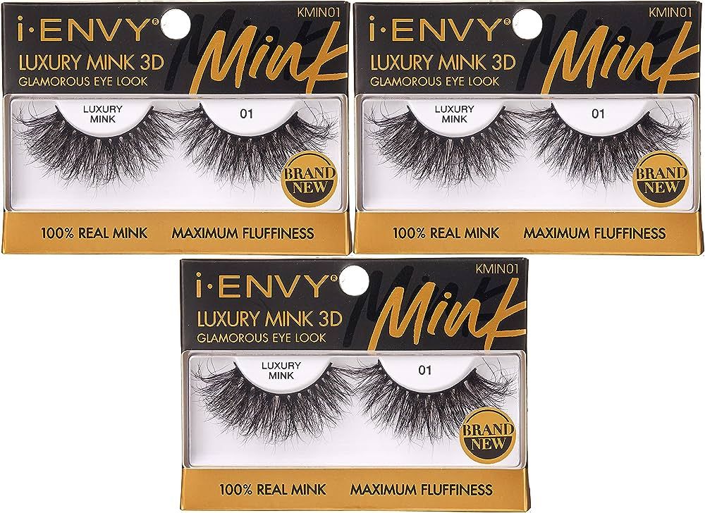 i-ENVY Luxury Mink Collection False Eyelashes 100% Real Mink Glamorous Eye Look Lashes Maximum Fl... | Amazon (US)